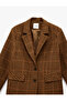 Long Sleeve Plaid Blazer Jacket with Pocket Detail and Wide Collar Buttons - 3