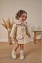 Bow Detailed Bag Detailed Muslin Baby Girl Dress with Bebe Collar for Eid Festival - Cream - 2