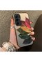 Samsung Galaxy A55 Compatible Silicone Edge Acrylic Back Colorful Leaf Protective Case