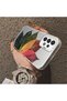 Samsung Galaxy A73 Compatible Silicone Edge Acrylic Back Colorful Leaf Protective Case - 4