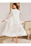 Women's Satin Otrish Feather and Chiffon Detailed Dowry Luxury Nightgown Dressing Gown Set - 4