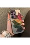 Samsung Galaxy S22 Ultra Compatible Silicone Edge Acrylic Back Colorful Leaf Protective Case