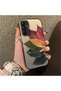 Samsung Galaxy A15 Compatible Silicone Edge Acrylic Back Colorful Leaf Protective Case