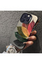 iPhone 15 Compatible Silicone Edge Acrylic Back Colorful Leaf Protective Case - 7