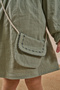 Linen Baby Girl Dress with Embroidered Collar and Bag - 5