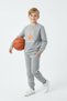 3 Thread Round Neck Basketball Hoop Print Detailed Thick Winter Boys' Tracksuit Set - 4