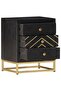 Bedside Cabinet Black and Gold 40x30x50 cm Solid Mango Wood - 2