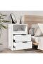 Bedside Cabinet White Engineered Wood - 5