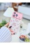 iPhone 14 Promax Compatible Plated Camera Print Mini Floral Design Patterned Case - 4