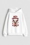 New Year Santa Claus New Year's Day Christmas Printed White Children's Hooded Sweatshirt