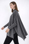 Women's Slit Smoked Poncho Sweater Dp0001 - 2