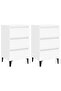 Bed Cabinet with Metal Legs 2 pcs White 40x35x69 cm