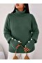 Women's Turtleneck Cufflink Detailed Knitwear Sweater - 3