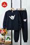 3 Thread Round Neck Santa Cruz Emoji Print Detailed Thick Winter Boys' Tracksuit Set