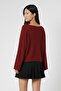 Women's Burgundy Spanish Sleeve Model Knitwear Sweater - 4