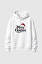 2026 New Year Santa Claus Christmas Printed White Hooded Sweatshirt