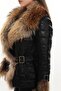 Women's Black Stylish Quality Real Fur Puffer Coat - 4