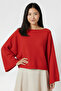 Women's Red Spanish Sleeve Model Knitwear Sweater