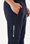 Men's cotton zippered pocket sweatpants navy blue 201755-L - 6