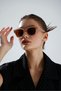 Classic Unisex Brown Glass Nude Shiny Framed Uv Protection Sunglasses - 2