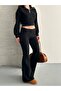 Women's Thessaloniki Fabric Mock Neck Piece Half Zipper Crop Set - 6
