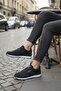 Unisex Black White Lace-Up Mesh Breathable Comfortable Sole Walking Sneakers Sneakers - 3