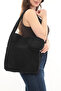 Velora Black Corded Fabric Velvet 32X38Cm Cloth Bag + Round Mini Bag - 4