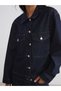 Xside Navy Blue Shirt Collar Women's Jean Jacket - 3
