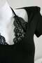 Black Tie-Up Lace Attached Short Sleeve Crop - 3