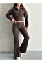 Women's Thessaloniki Fabric Mock Neck Piece Half Zipper Crop Set - 4