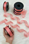 Dusty Rose Hilton Striped Chiffon Ribbon 2.5 cm 20 Meters, Bride, Bundle, Engagement, Dowry, Gift, Decoration