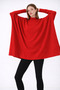 Women's Slit Red Poncho Sweater Dp0001