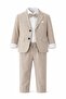 Boys' flared linen loose-fitting suit with jacket / shirt, trousers, jacket, and bow tie linen suit