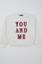 Locoloco Girls' Sweatshirt with You and Me Text Embroidery, Ages 9-14, Ecru