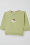 Girl's Sweatshirt with Swan Emblem and Bow Detail, Ages 2-6, Pistachio Green - 3
