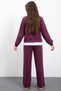 Girl's 3-Piece Shirt Set with Burgundy Stone Detailed Pants 23479 - 8