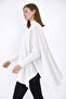 Women's Slit White Poncho Dp0001