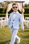 Boys' flared linen loose-fitting suit with jacket / shirt, trousers, jacket, and bow tie linen suit