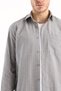 Men's Brown Gray Striped Shirt Long Sleeve Loose Fit Shirt - 2