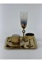 Gold Coffee Presentation Set – Gold Coffee Cup, Turkish Delight Bowl and Tray - Luxury Coffee Set - Groom's Coffee Set - 3