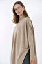 Women's Slit Beige Poncho Sweater Dp0001 - 2