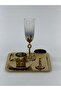 Gold Coffee Presentation Set – Gold Coffee Cup, Turkish Delight Bowl and Tray - Luxury Coffee Set - Groom's Coffee Set - 3
