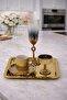 Gold Coffee Presentation Set – Gold Coffee Cup, Turkish Delight Bowl and Tray - Luxury Coffee Set - Groom's Coffee Set