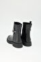Women's Black Genuine Leather Buckle Zippered Thick Sole Boots - 3