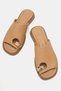 Sean Women's Genuine Leather Slippers Caramel Ring Detailed Flat Slippers - 7