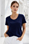 Women's Navy Blue Crew Neck Short Sleeve T-Shirt