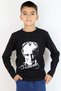 Boy's Long Sleeve T-Shirt with Atatürk Portrait and Signature, Ages 2-17, Black - 2