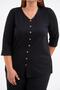 112251002 Women's Plus Size Black Three Quarter Sleeve Blouse - 2