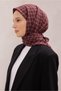 Fresh Geometric Pattern Burgundy Powder Voile Scarf 1792 - 24 - 2