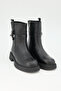 Women's Black Genuine Leather Buckle Zippered Thick Sole Boots - 4